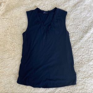 Gap navy ruffle neck tank